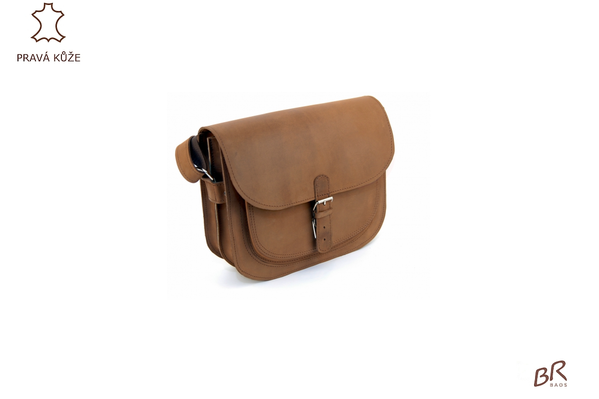 Kožená taška Br.Bags BELLA  -  ručně šitá, dvoukomorová, L