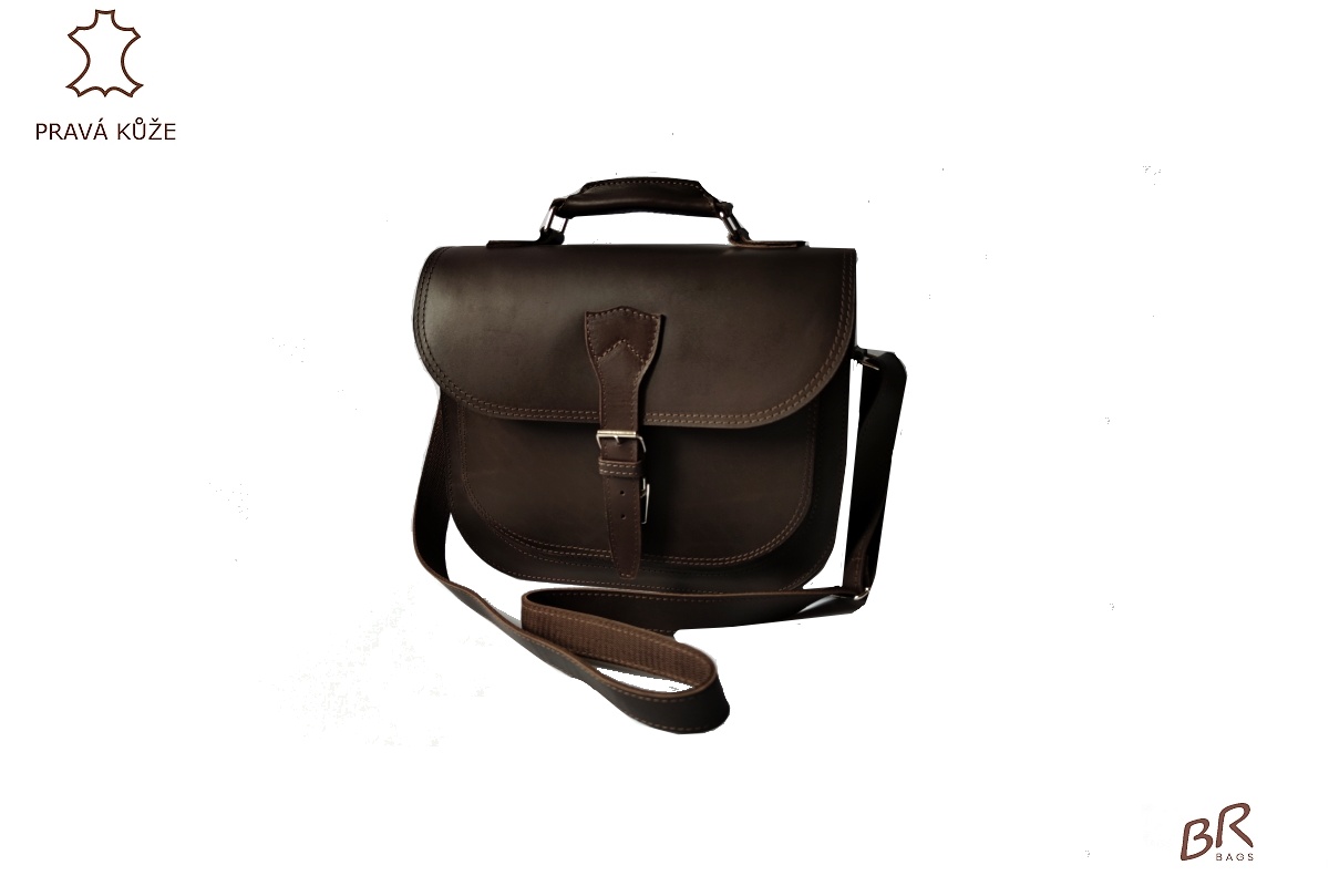 Kožená taška Br.Bags ELIZABETH  -  ručně šitá, dvoukomorová
