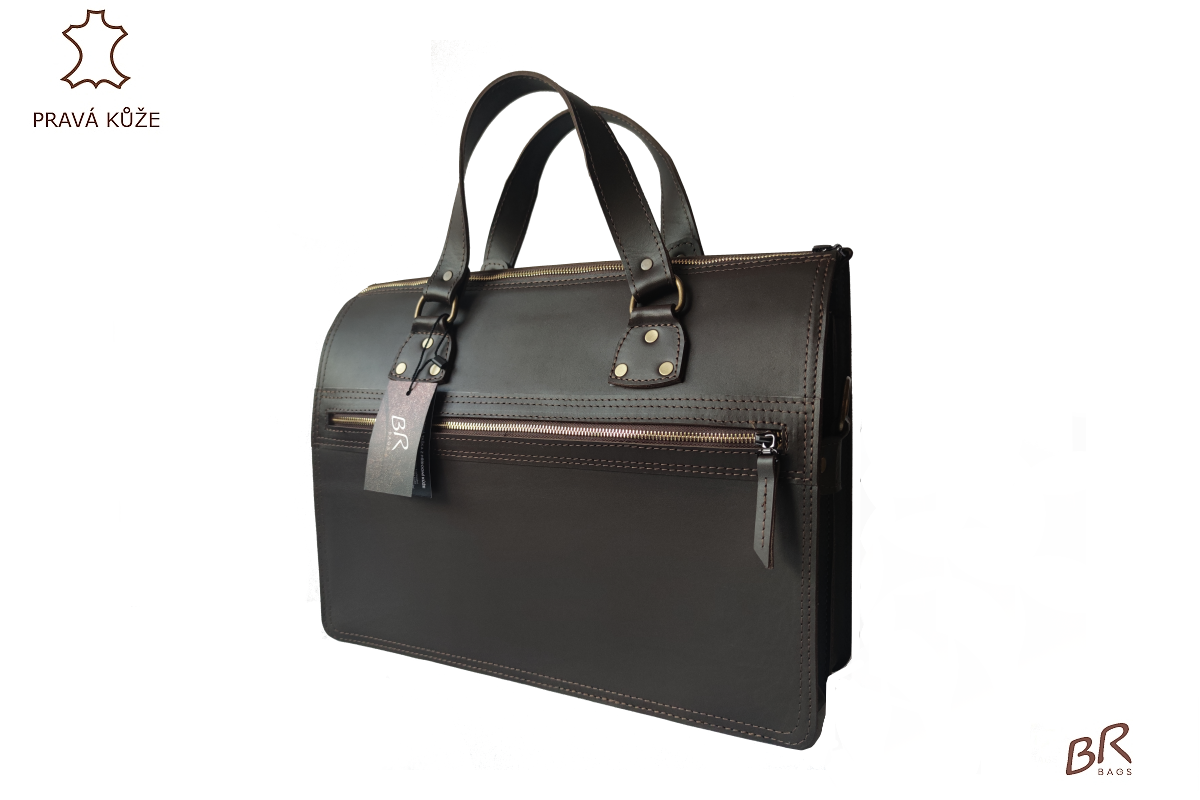 Kožená taška Br.Bags JESSY  -  ručně šitá, dvoukomorová