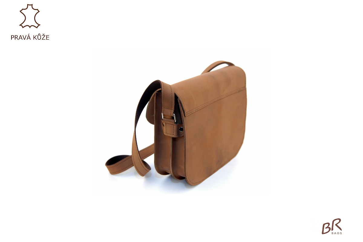 Kožená taška Br.Bags BELLA  -  ručně šitá, dvoukomorová, L