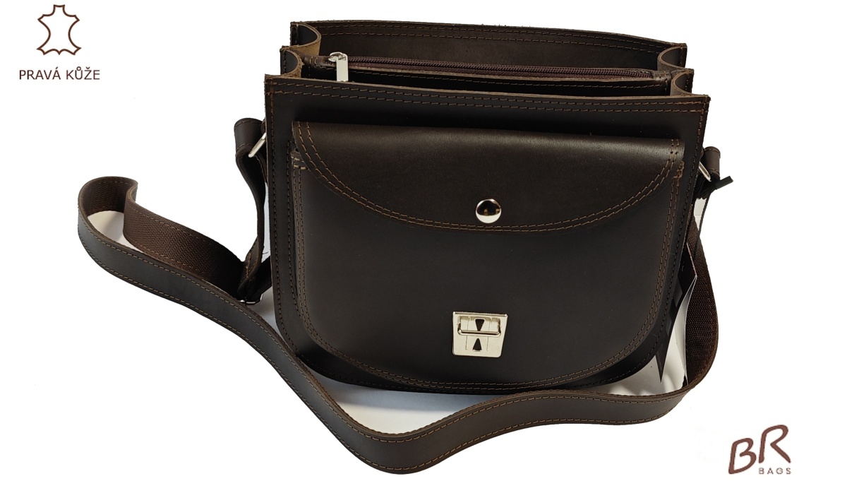 Kožená taška Br.Bags REGINA  -  ručně šitá, dvoukomorová