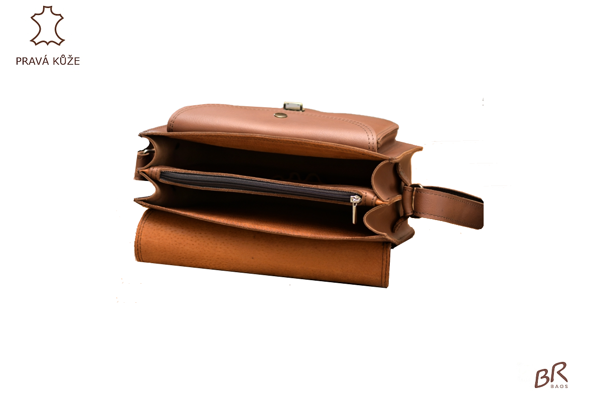 Kožená taška Br.Bags KAROLINA  -  ručně šitá, dvoukomorová, XXL