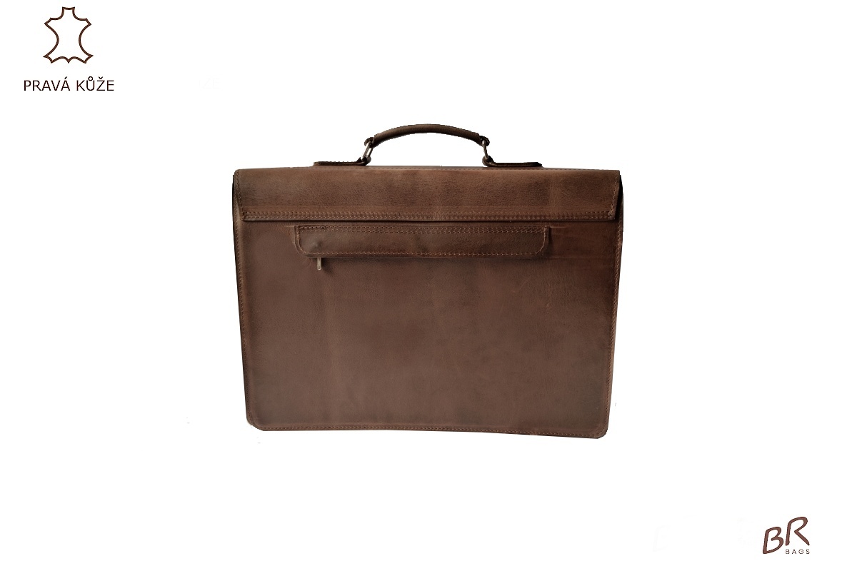 Kožená aktovka Br.Bags JERSEY - ručně šitá, dvoukomorová