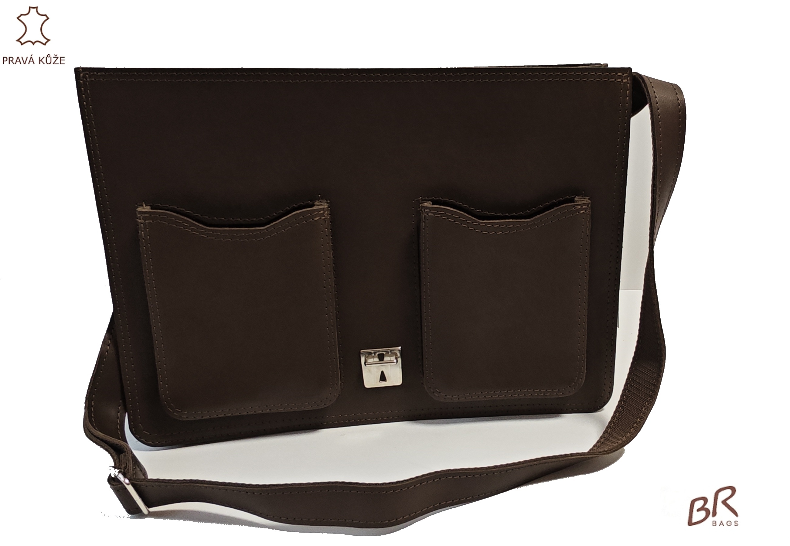 Kožená aktovka Br.Bags DENVER BR - ručně šitá, jednokomorová L