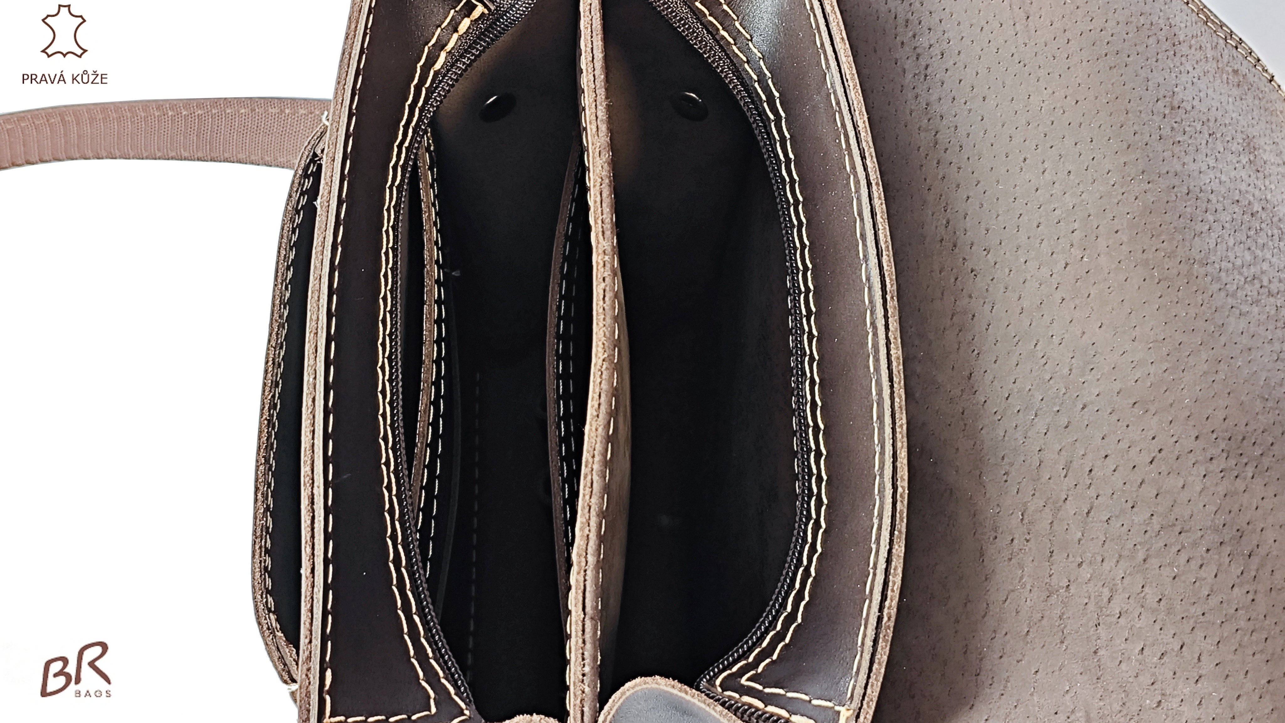 Kožená taška Br.Bags SAPPORO EXCLUSIVE - ručně šitá, dvoukomorová, XL