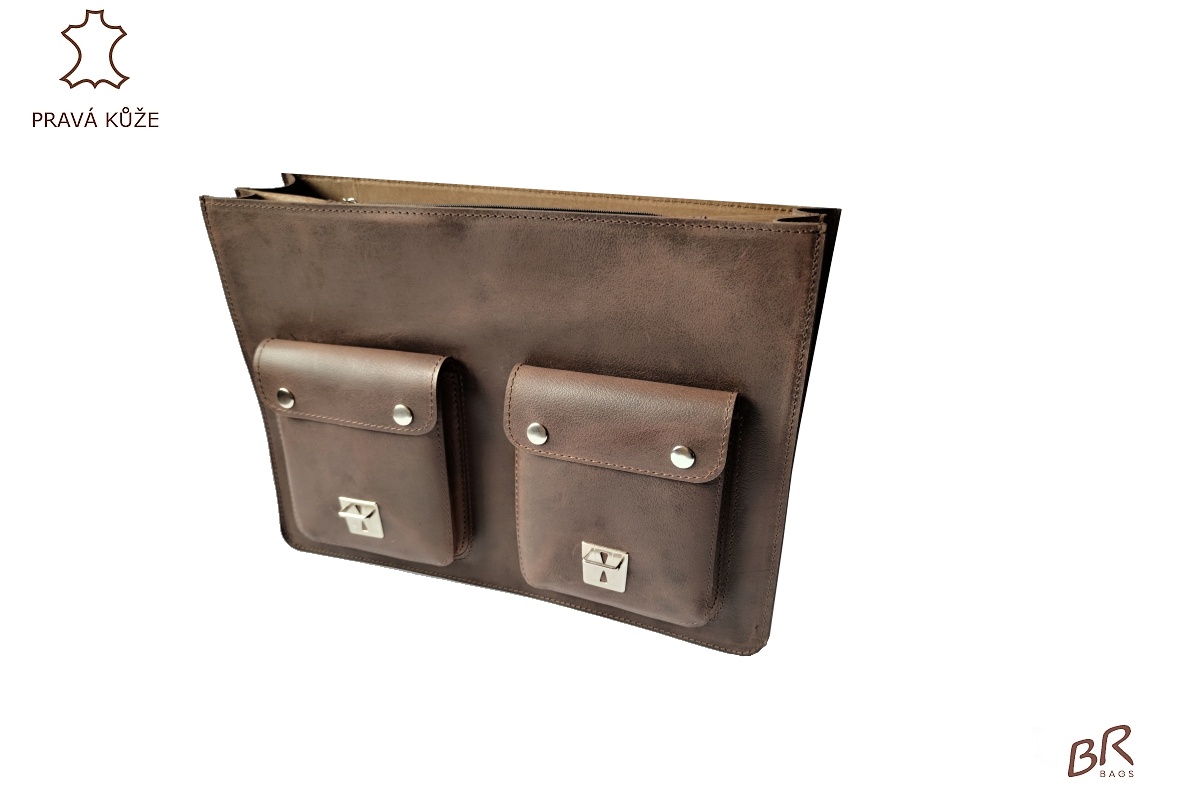 Kožená aktovka Br.Bags JERSEY - ručně šitá, dvoukomorová