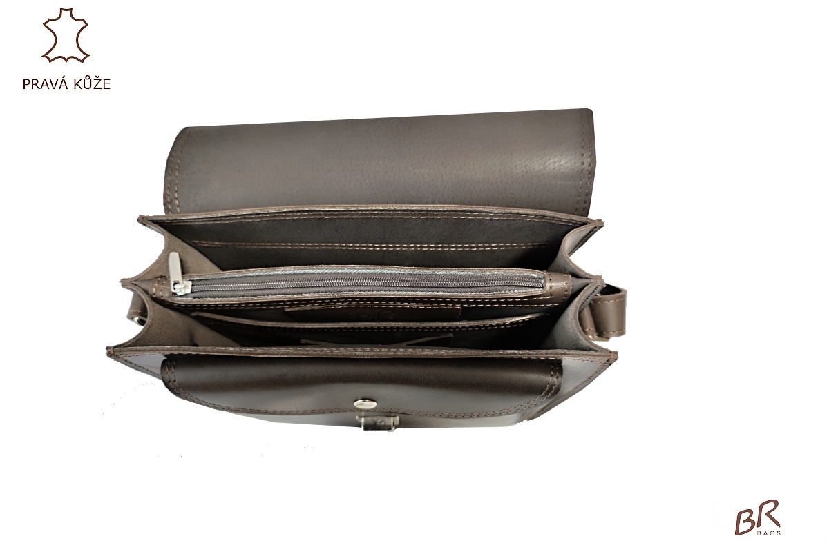 Kožená taška Br.Bags ELIZABETH  -  ručně šitá, dvoukomorová