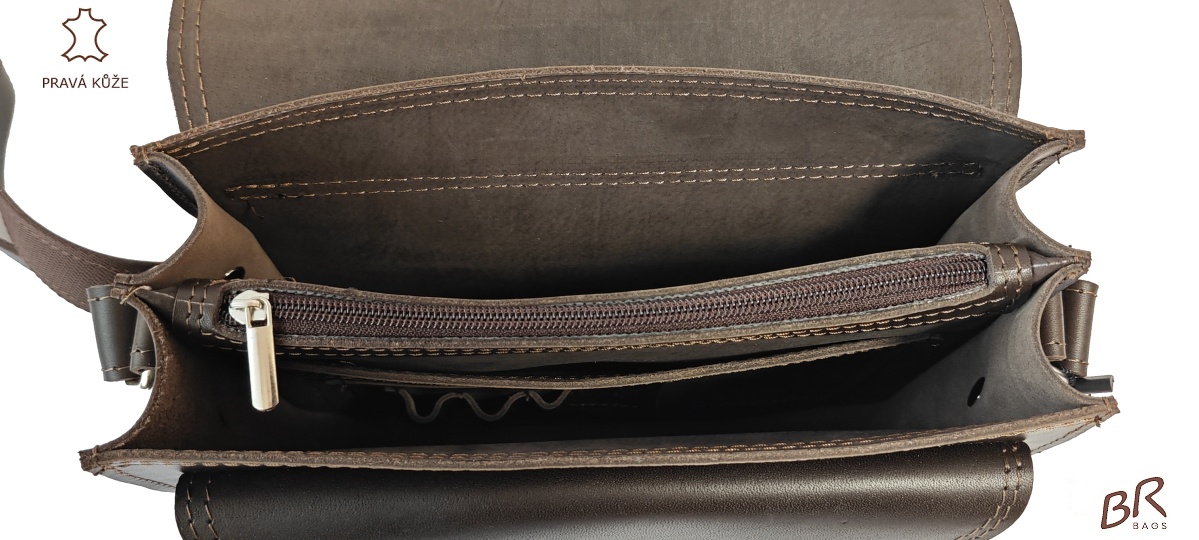 Kožená taška Br.Bags REGINA  -  ručně šitá, dvoukomorová